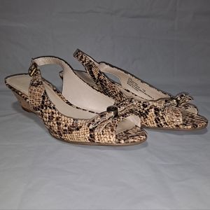 Etienne Aigner Snakeskin Wedges Women's Size 7M Adjustable Straps Brown and Tan